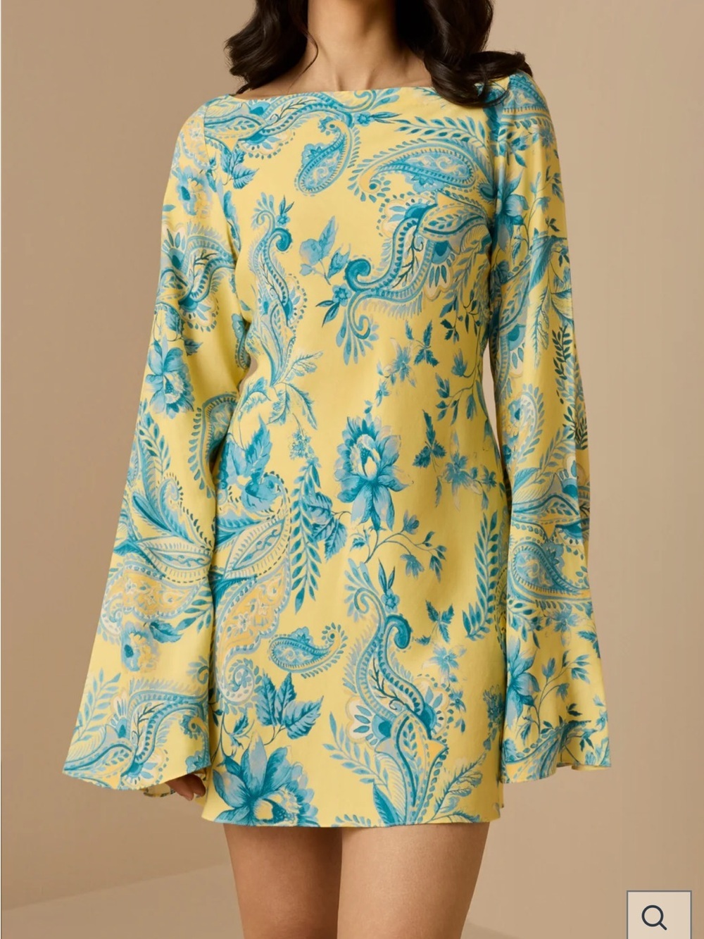 NWOT Hemant & Nandita Wani Yellow Blue Short Dress Size Medium